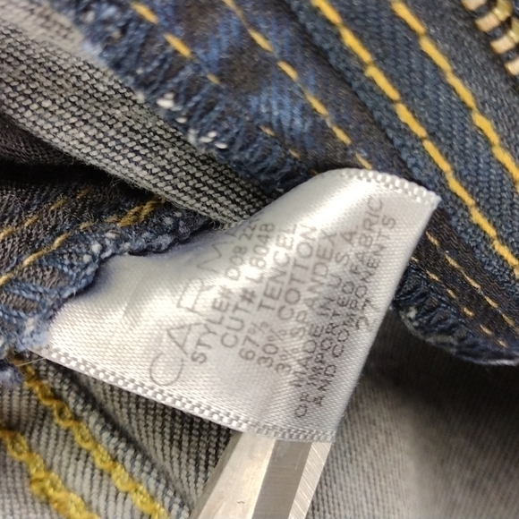 Carmar Blue Dark Wash Five Pocket Mid Rise Ripped Distressed Skinny Jeans - Picture 7 of 12